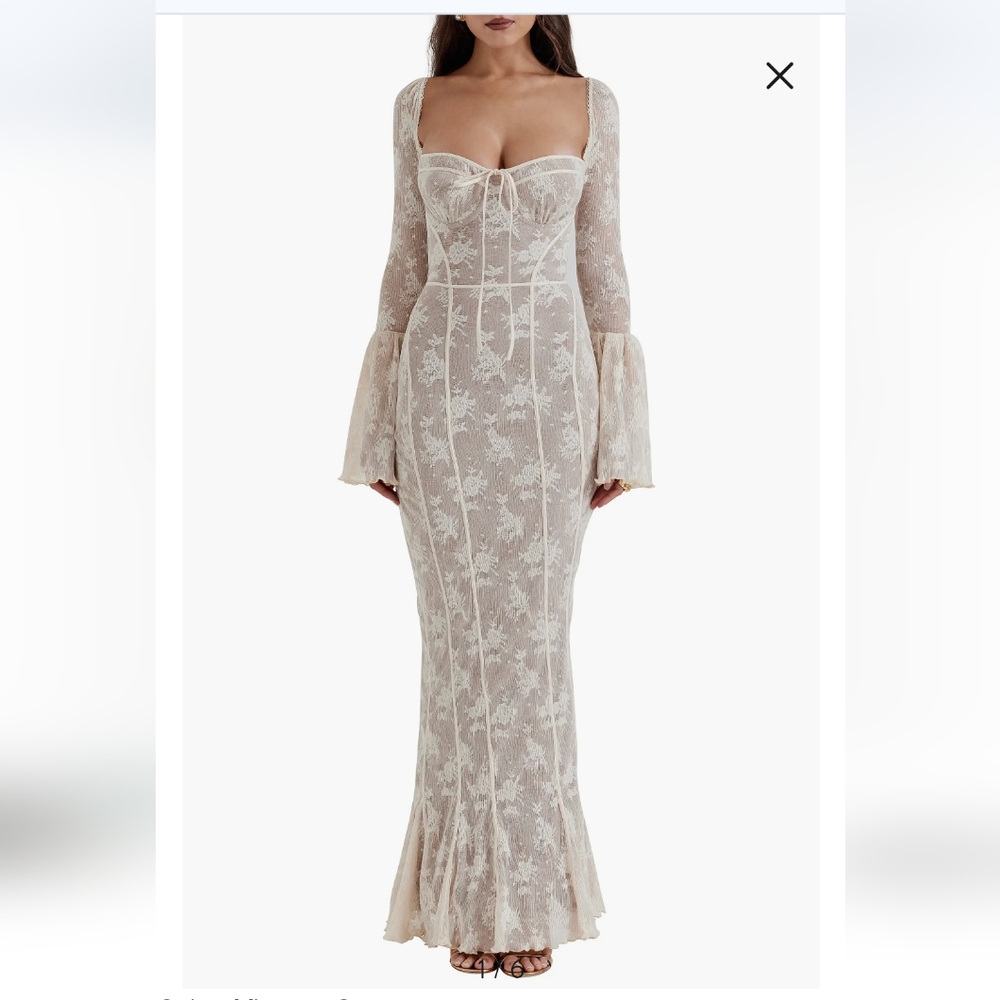 NWOT House of CB Delilah Floral Long Sleeve Lace Maxi Dress